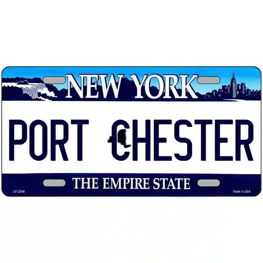 Port Chester New York Blue Metal Sign