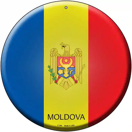 Moldova Flag 12" Circle Metal Sign