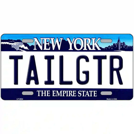 Tailgater New York Blue Metal Sign