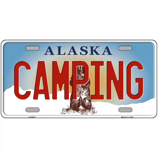 Camping Alaska Metal Sign