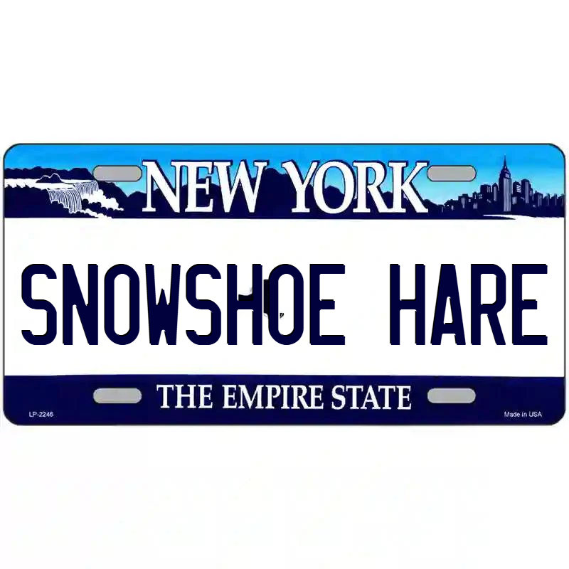 Snowshoe Hare New York Blue Metal Sign