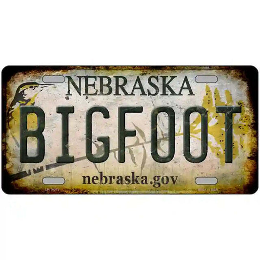 Nebraska Rusty Look Bigfoot Metal Sign