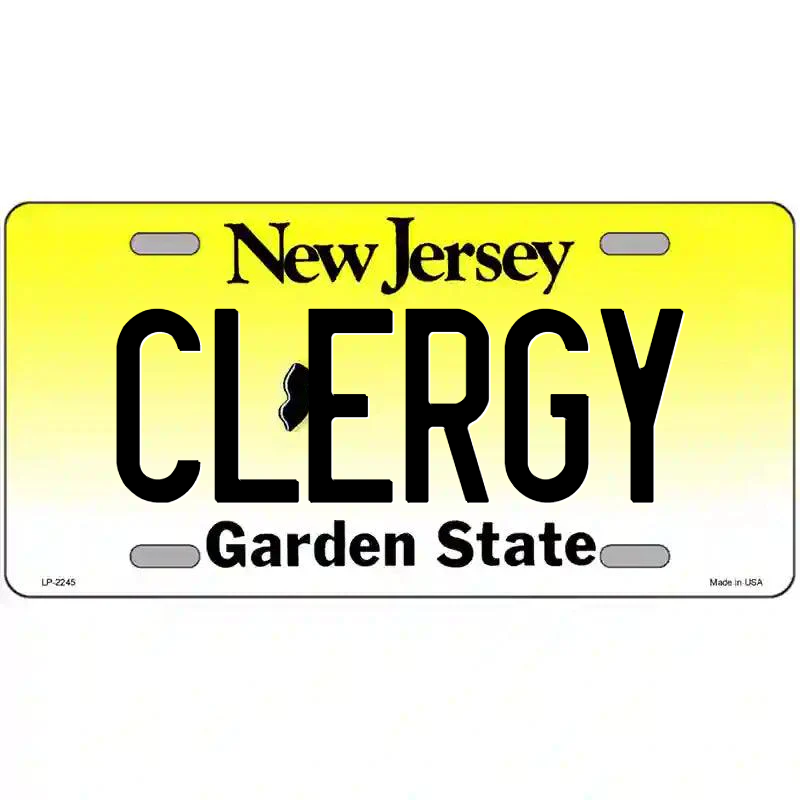 Clergy New Jersey Metal Sign