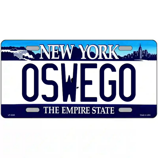 Oswego New York Blue Metal Sign