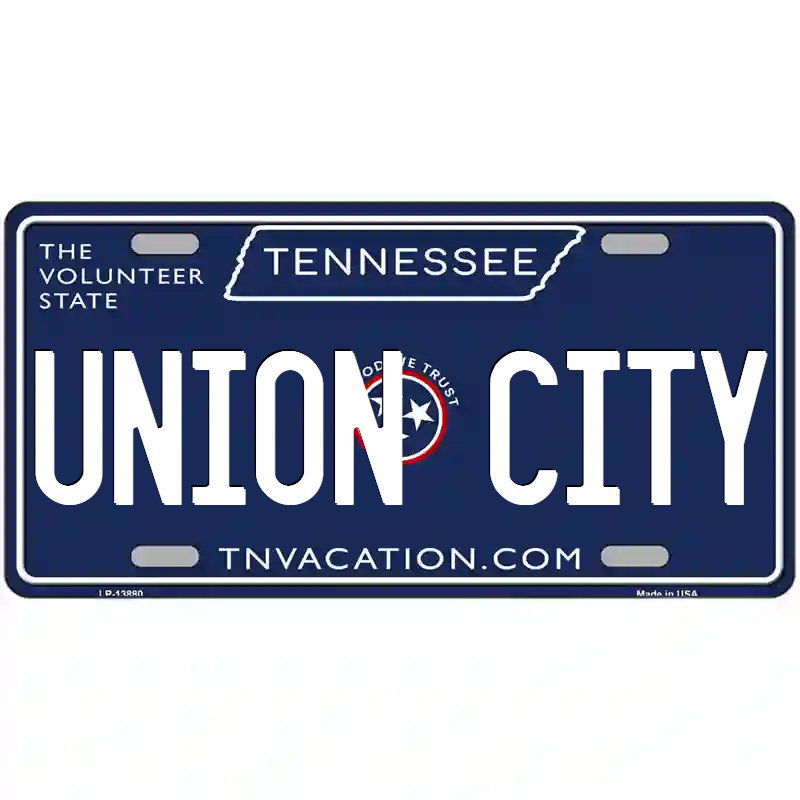 Union City Tennessee Blue Metal Sign
