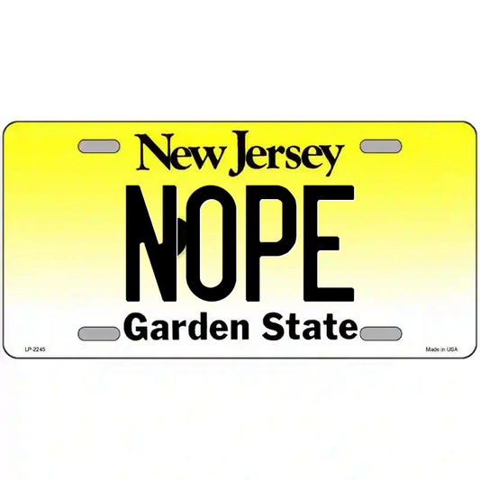 Nope New Jersey Metal Sign