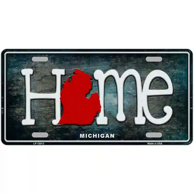 Michigan Home State Outline Metal Sign
