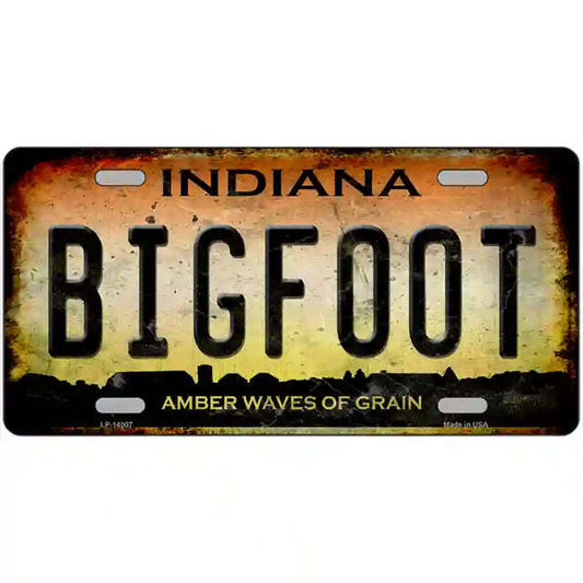 Bigfoot Rusty Look Indiana Amber Waves Metal Sign
