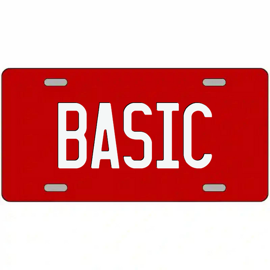 Basic White on Red Metal Sign