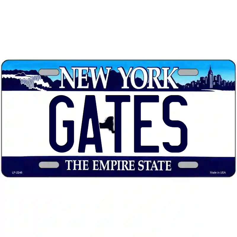 Gates New York Blue Metal Sign