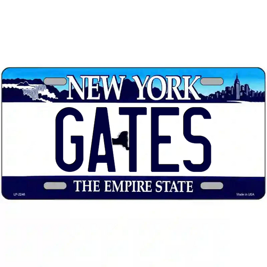 Gates New York Blue Metal Sign