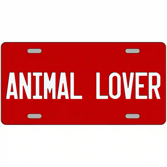 Animal Lover White on Red Metal Sign