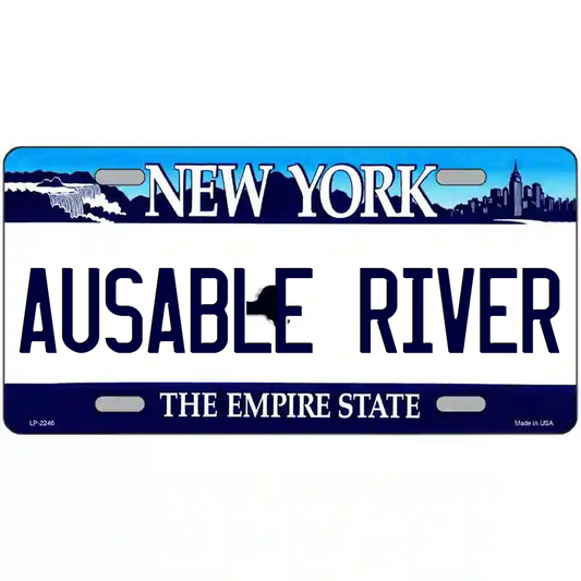 Ausable River New York Blue Metal Sign