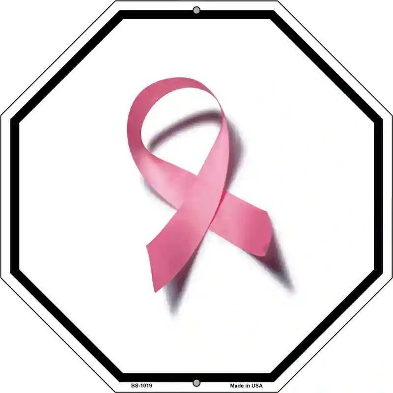 Pink Ribbon Breast Cancer 12" Octagon Metal Sign