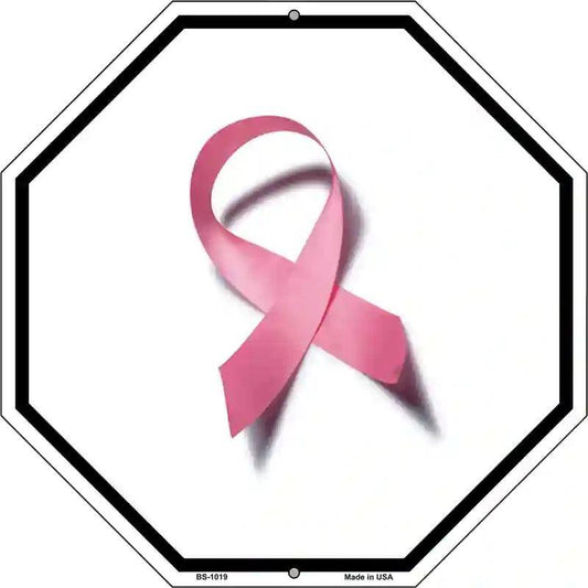 Pink Ribbon Breast Cancer 12" Octagon Metal Sign