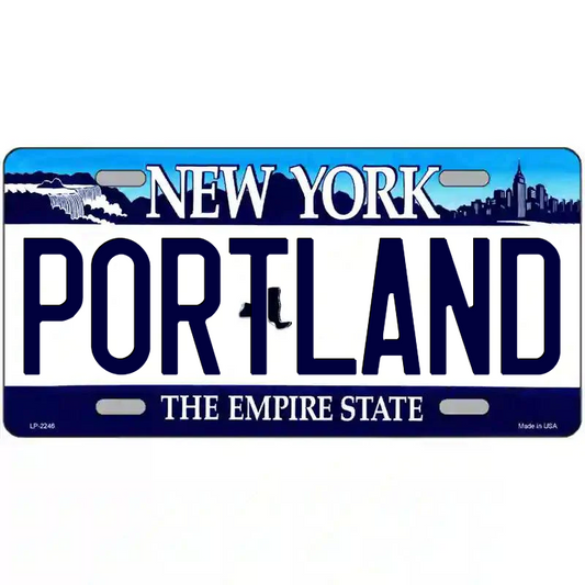 Portland New York Blue Metal Sign