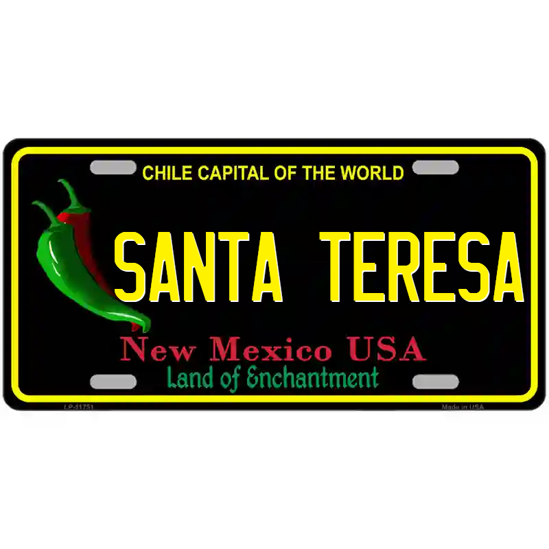 Santa Teresa New Mexico Black Metal Sign