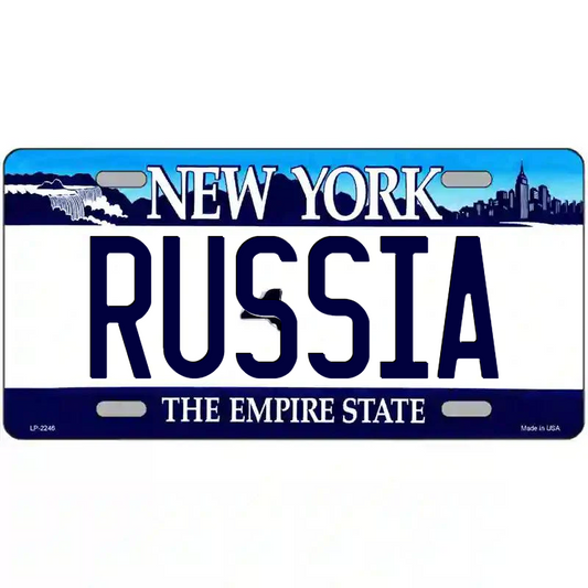 Russia New York Blue Metal Sign
