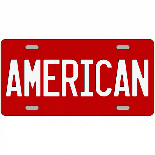 American White on Red Metal Sign