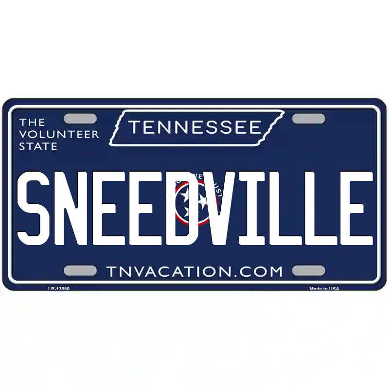 Sneedville Tennessee Blue Metal Sign