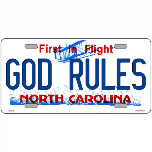 God Rules North Carolina Metal Sign