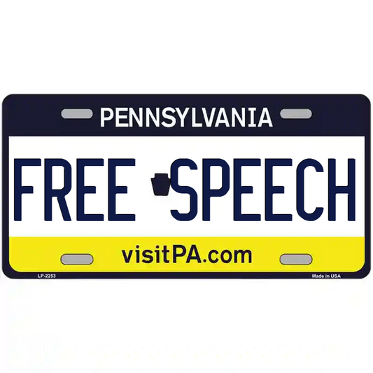 Free Speech Pennsylvania Metal Sign