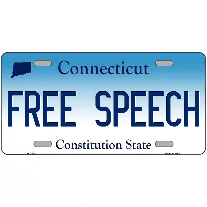 Free Speech Connecticut Metal Sign