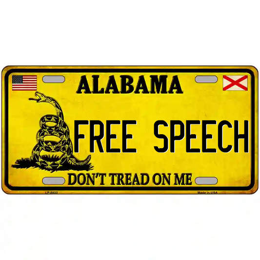 Free Speech Alabama Don't Tread on Me Metal Sign
