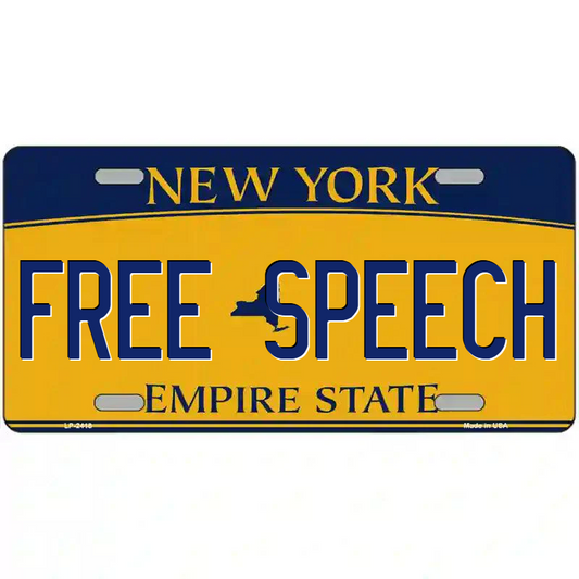 Free Speech New York Yellow Metal Sign