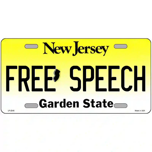 Free Speech New Jersey Metal Sign