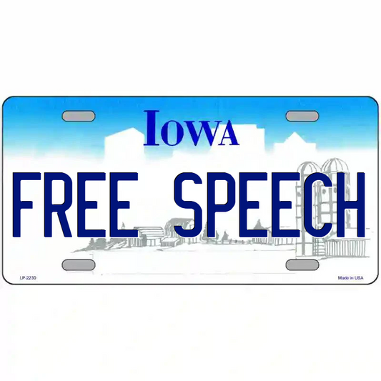 Free Speech Iowa Metal Sign