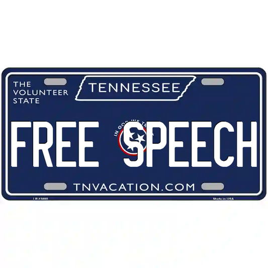 Free Speech Tennessee Blue Metal Sign