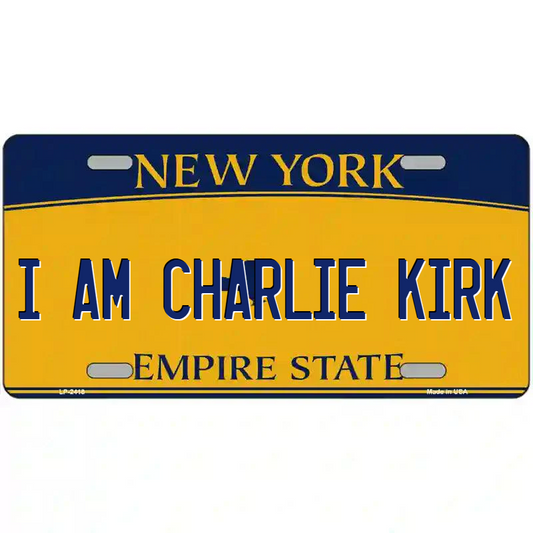 I Am Charlie Kirk New York Yellow Metal Sign